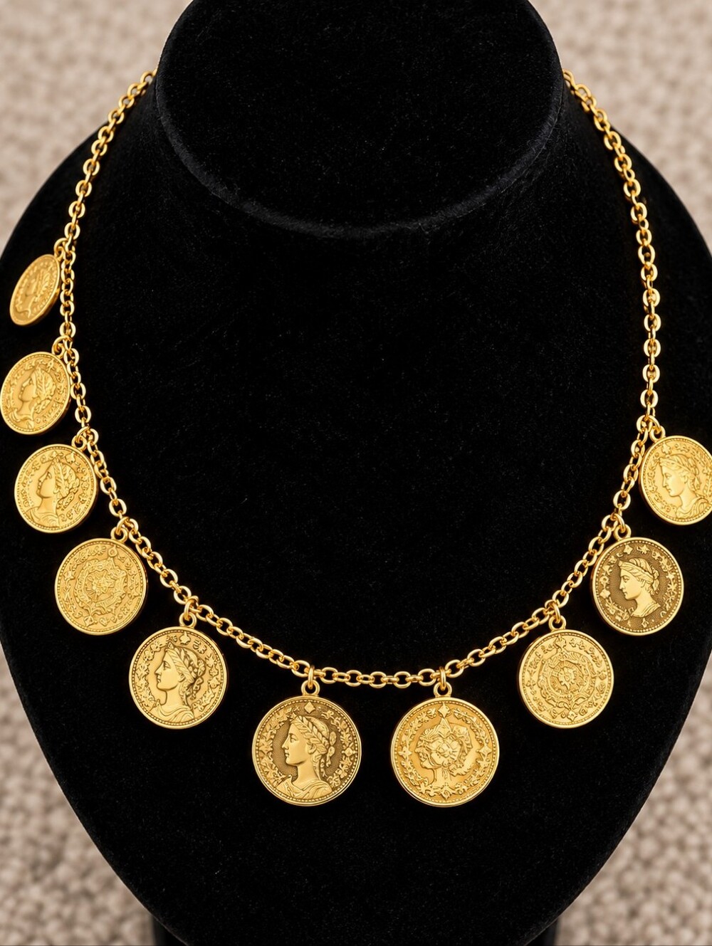 22kgp Dubai Jewelry Gold Coin Charm Necklace - Women Jewelry